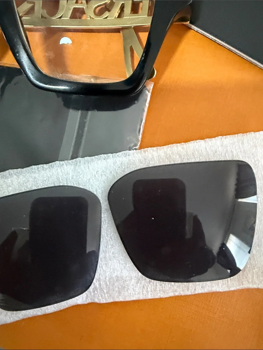 Authentic Versace Women’s Black and Gold Square Frame Sunglasses